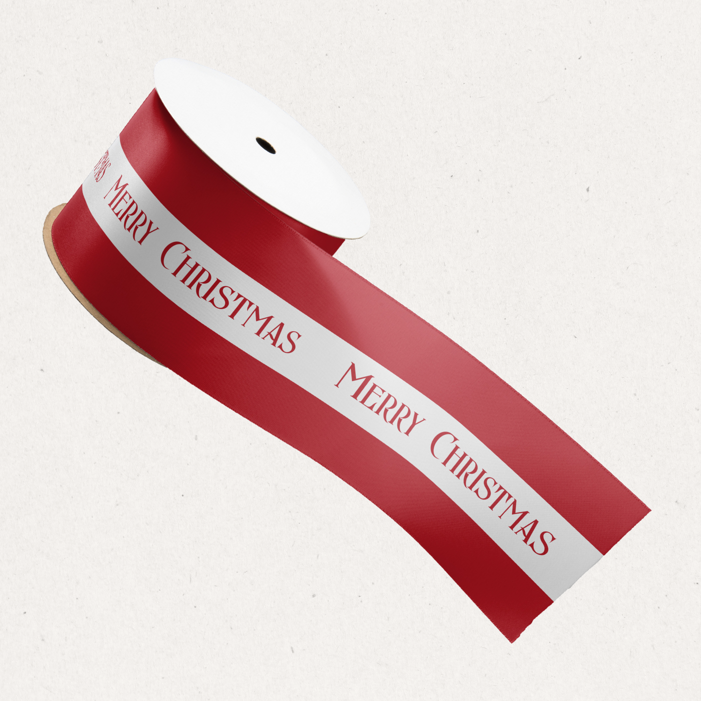 Merry Christmas Red & White Satin Ribbon