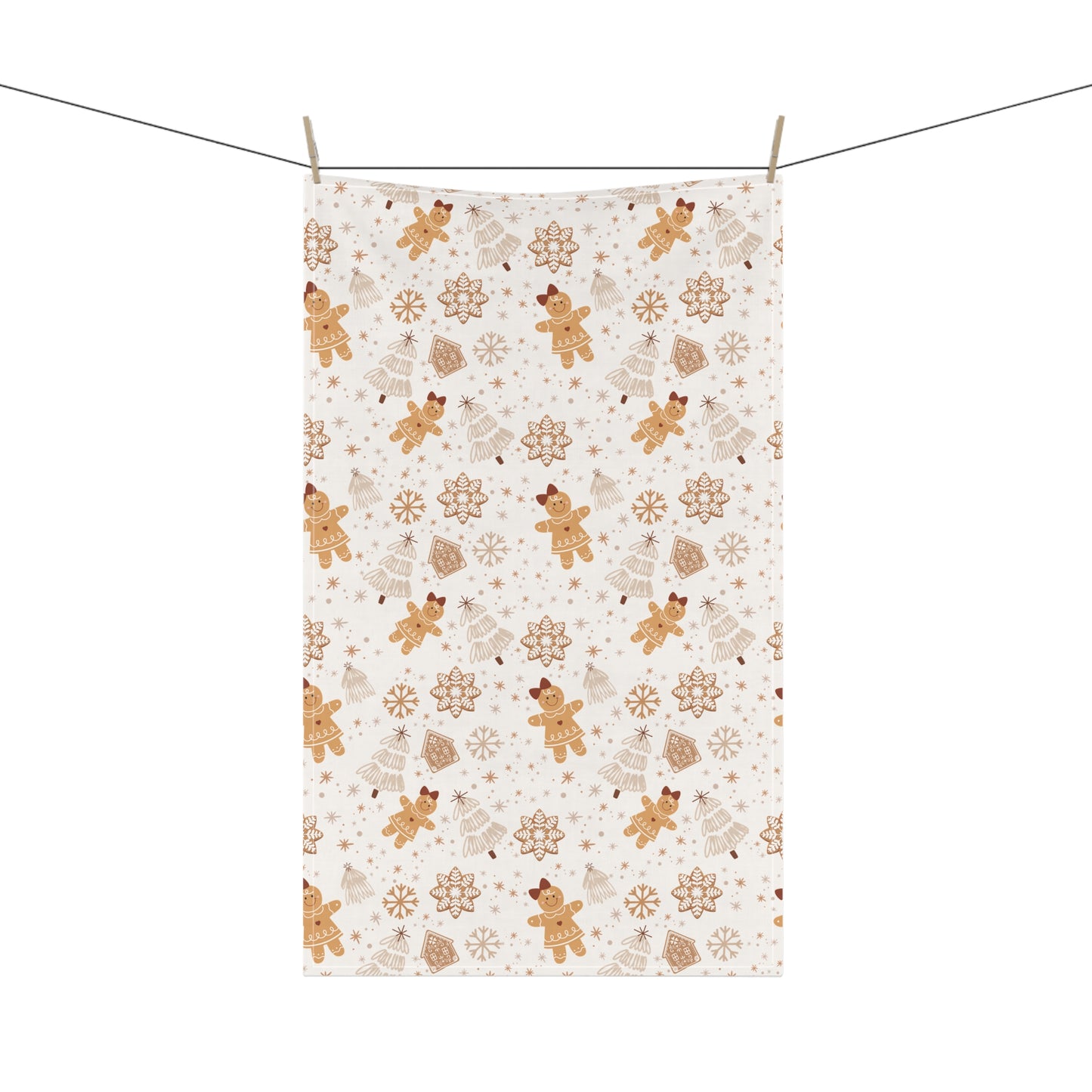 Cotton Tea Towel in patterns of Gingerbread, Snowflakes, Christmas trees