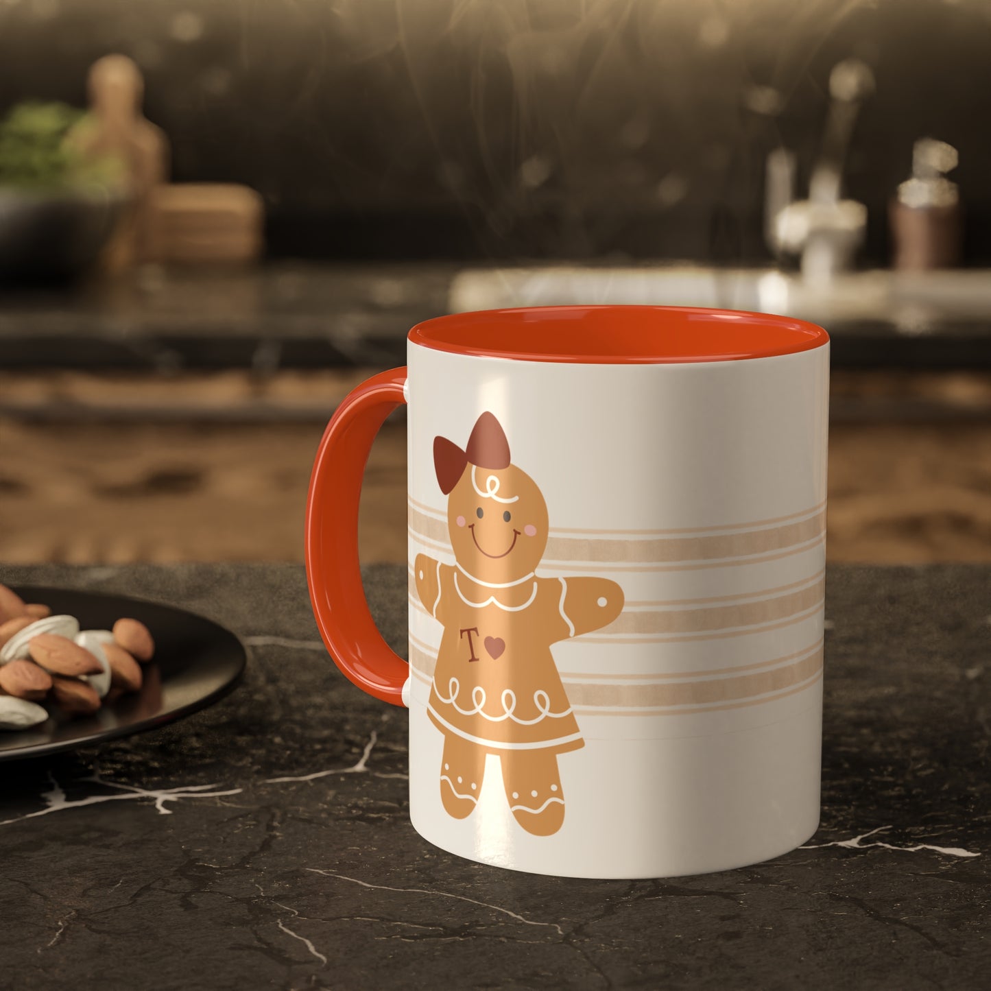 Personalized Gingerbread Girl Mug with Monogram & Colored Interior