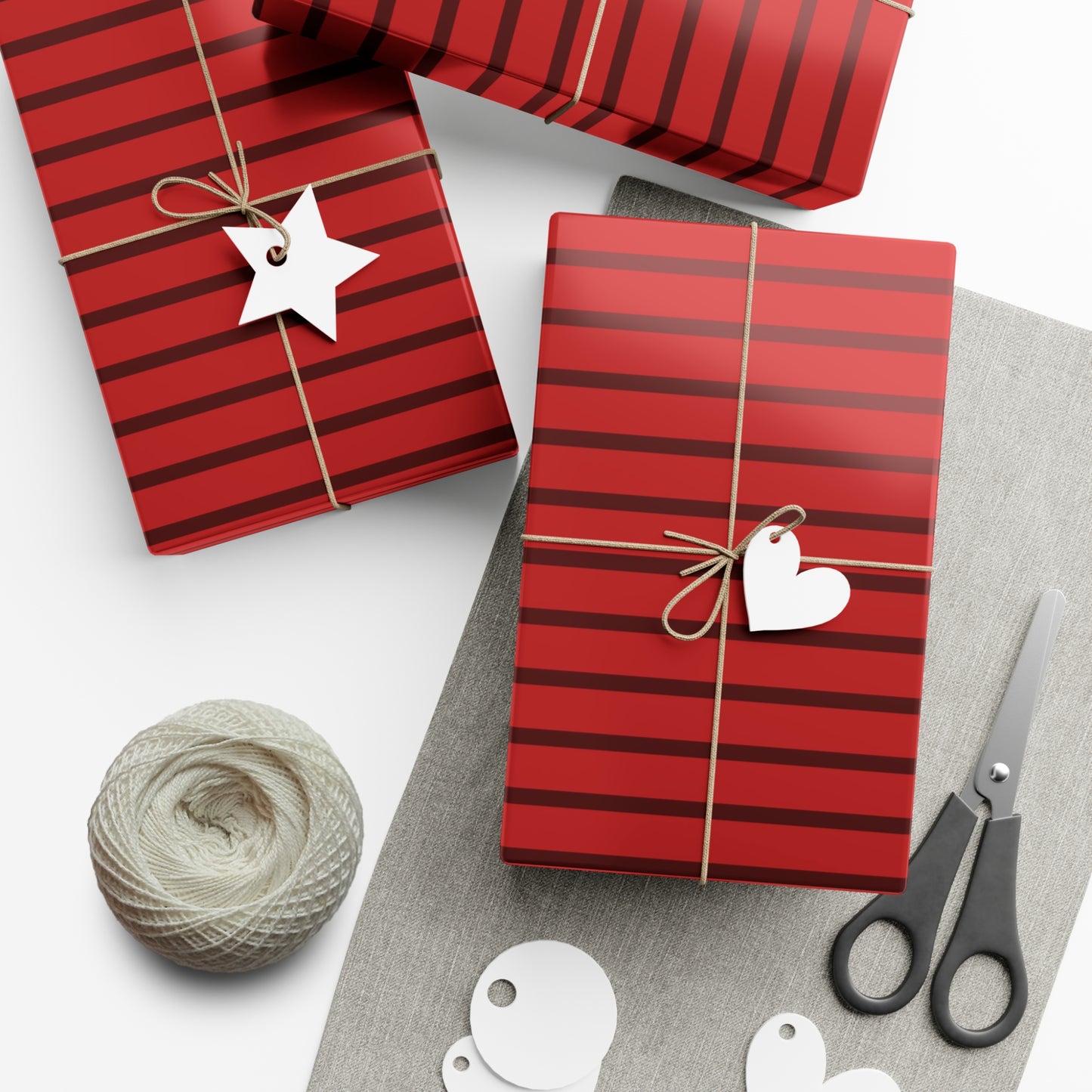 Red and Deep Red Stripes Christmas Holiday Classic Wrapping Paper