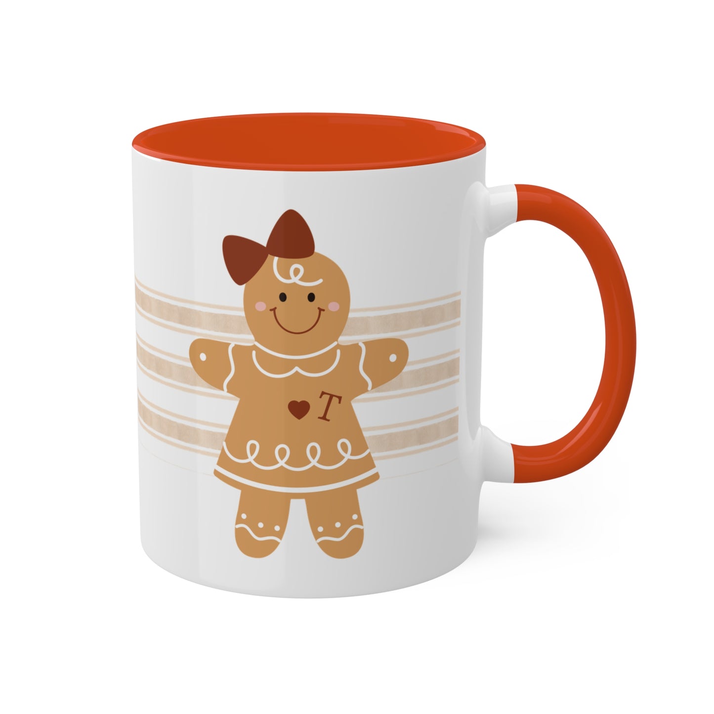 Personalized Gingerbread Girl Mug with Monogram & Colored Interior