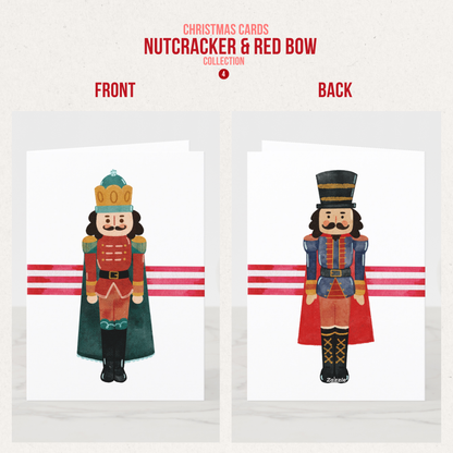 Nutcracker & Bow Christmas Greeting Cards (11 Variants)