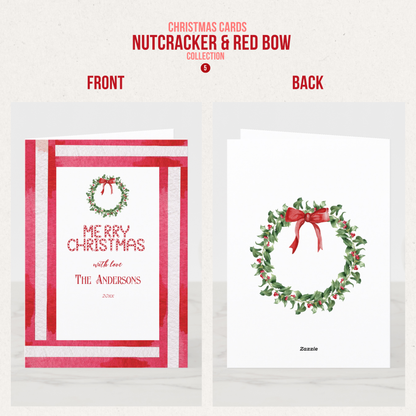 Nutcracker & Bow Christmas Greeting Cards (11 Variants)