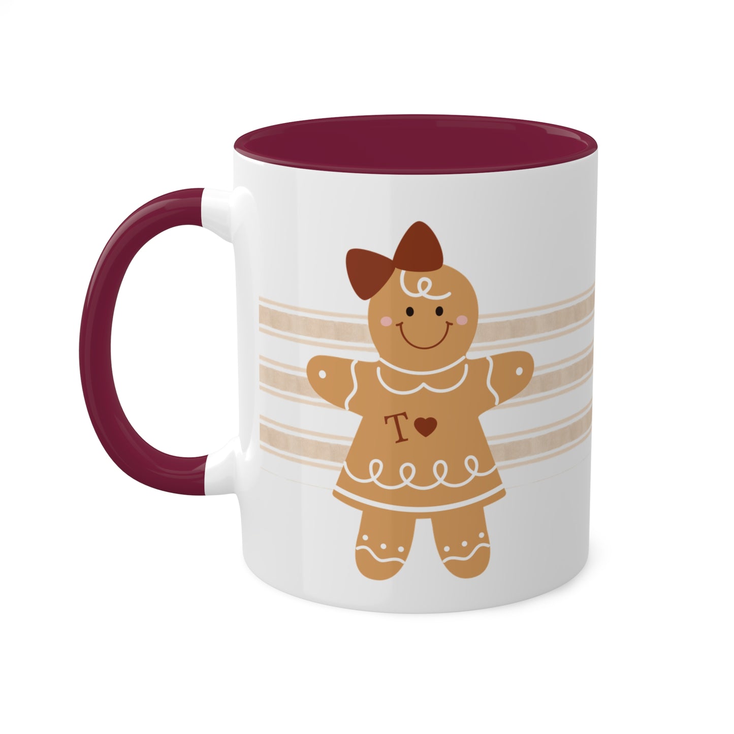 Personalized Gingerbread Girl Mug with Monogram & Colored Interior