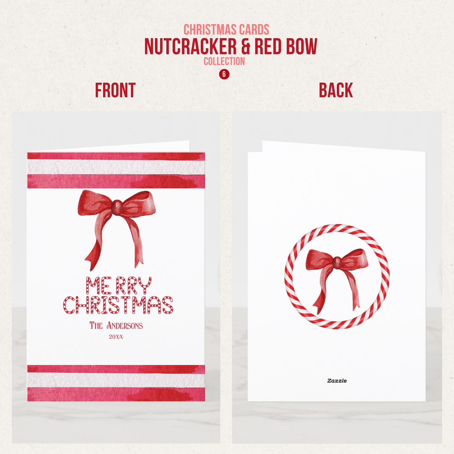 Nutcracker & Bow Christmas Greeting Cards (11 Variants)