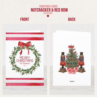 Nutcracker & Bow Christmas Greeting Cards (11 Variants)