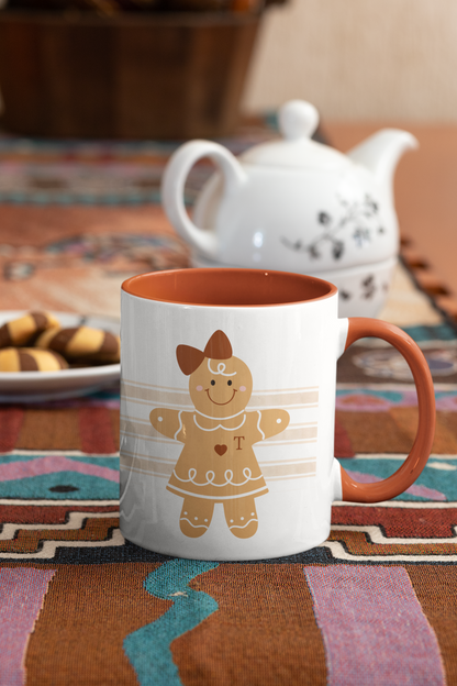 Personalized Gingerbread Girl Mug with Monogram & Colored Interior