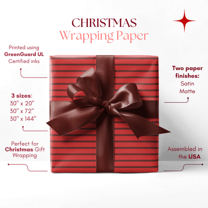 Red and Deep Red Stripes Christmas Holiday Classic Wrapping Paper