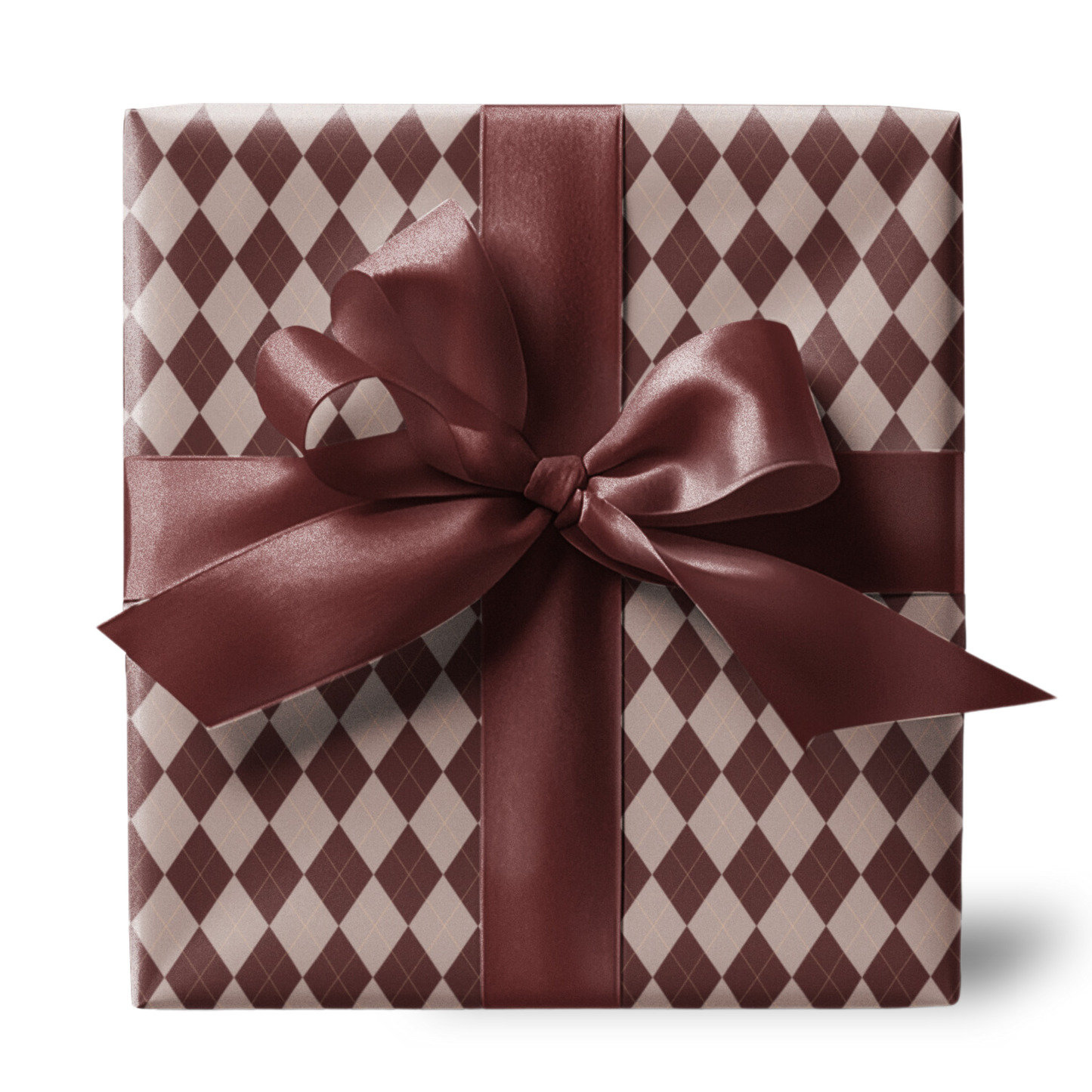 Brown and Nude Argyle Pattern Christmas Neutral Tone Elegant Wrapping Paper, Matte & Satin finish, 3 sizes