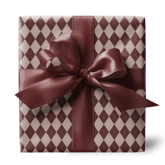 Brown and Nude Argyle Pattern Christmas Neutral Tone Elegant Wrapping Paper, Matte & Satin finish, 3 sizes