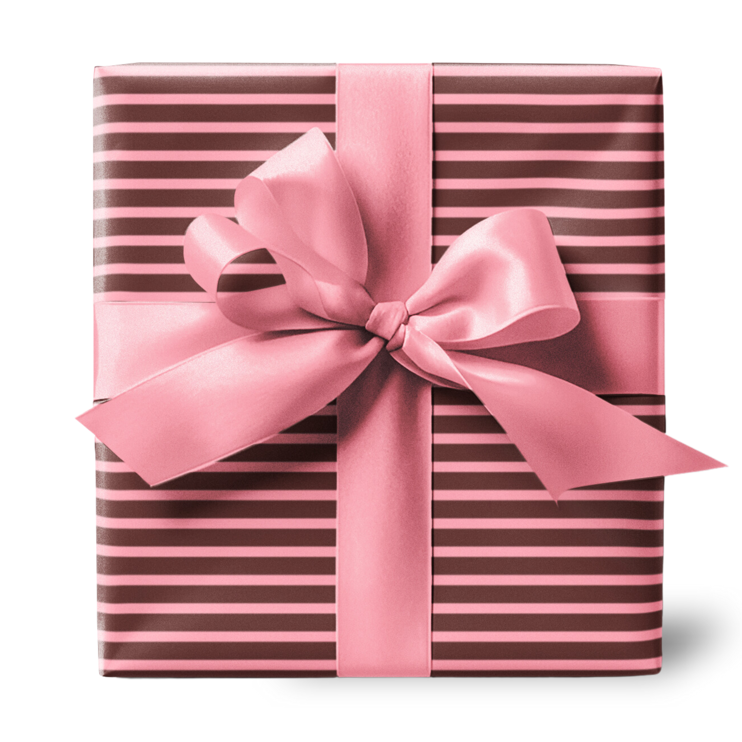 Brown and Pink Stripes Pattern Christmas Holiday Gift Wrapping Paper, Matte & Satin finish, 3 sizes