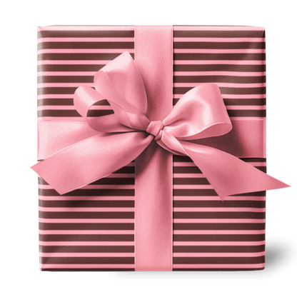 Brown and Pink Stripes Pattern Christmas Holiday Gift Wrapping Paper, Matte & Satin finish, 3 sizes