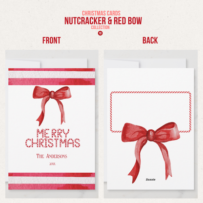 Nutcracker & Bow Christmas Greeting Cards (11 Variants)