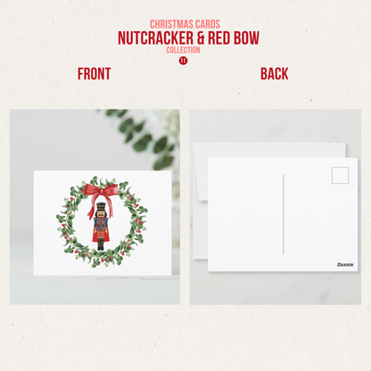 Nutcracker & Bow Christmas Greeting Cards (11 Variants)