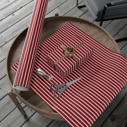 Brown and Pink Stripes Pattern Christmas Holiday Gift Wrapping Paper, Matte & Satin finish, 3 sizes