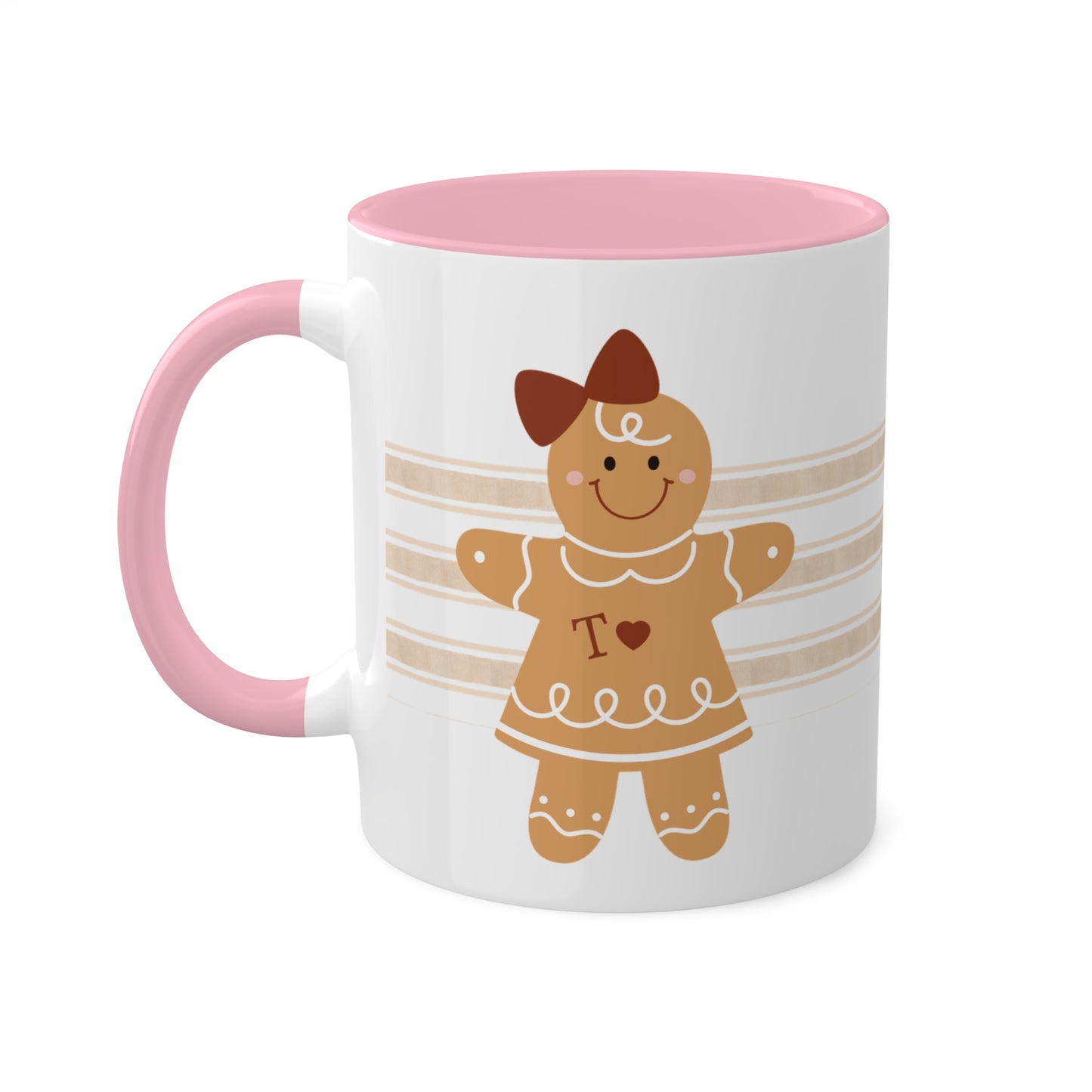 Personalized Gingerbread Girl Mug with Monogram & Colored Interior