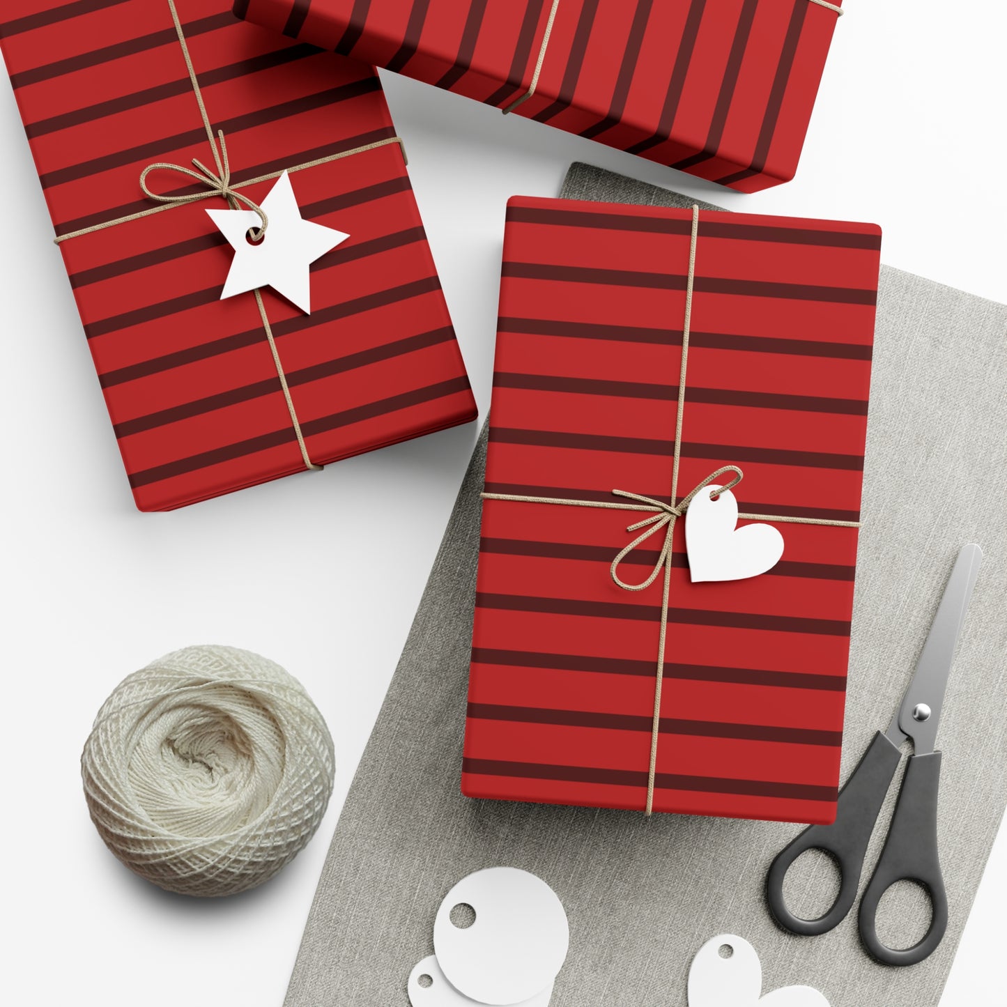 Red and Deep Red Stripes Christmas Holiday Classic Wrapping Paper