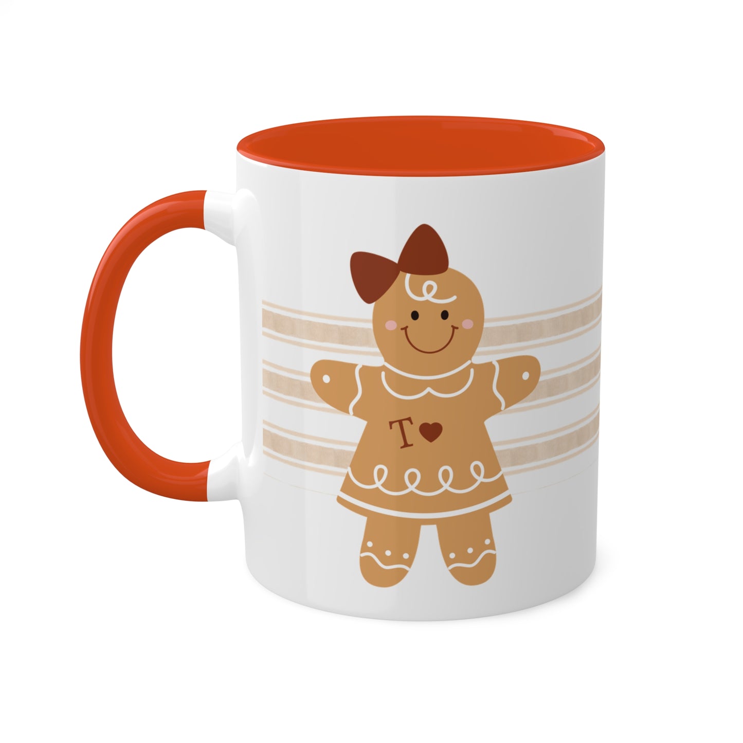 Personalized Gingerbread Girl Mug with Monogram & Colored Interior