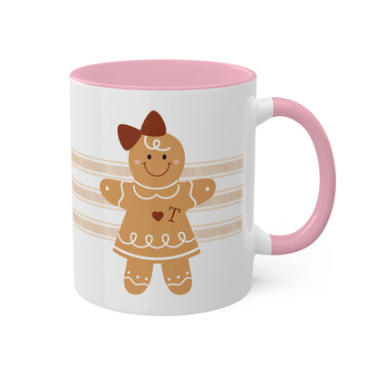 Personalized Gingerbread Girl Mug with Monogram & Colored Interior