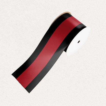 Red & Black Stripes Satin Ribbon (2 Yard Stool)