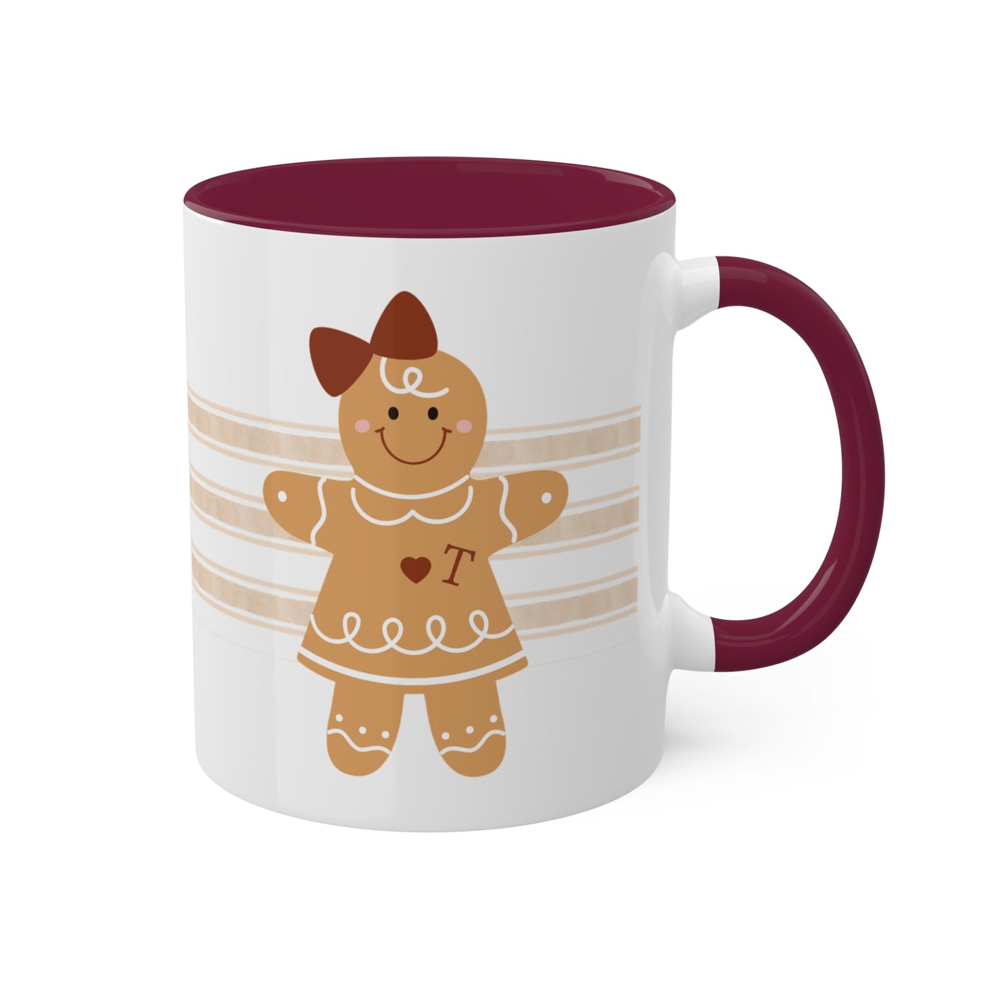 Personalized Gingerbread Girl Mug with Monogram & Colored Interior