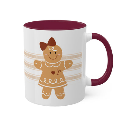 Personalized Gingerbread Girl Mug with Monogram & Colored Interior