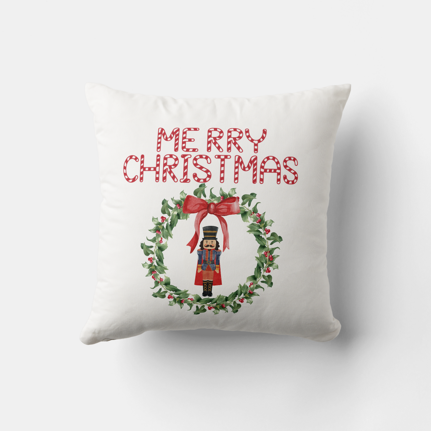 Nutcracker Red Bow Festive Christmas Home Decor Throw Pillow