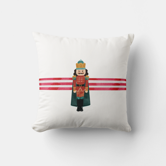 Nutcracker Red Bow Festive Christmas Home Decor Throw Pillow