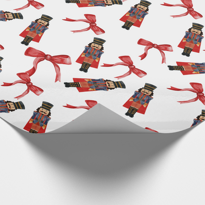 Nutcracker & Red Bow Christmas Wrapping Paper