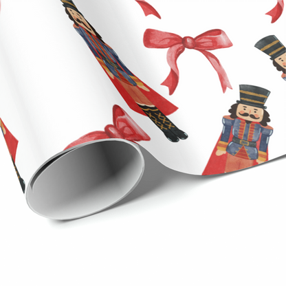 Nutcracker & Red Bow Christmas Wrapping Paper